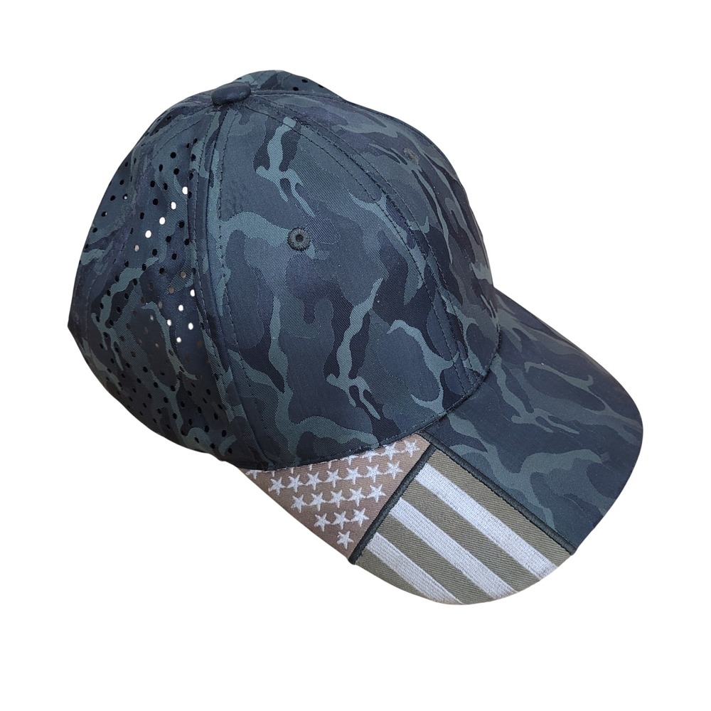 Pit Bull Mens Camo American Flag Snapback  Perforated Breathable Cap Black Green